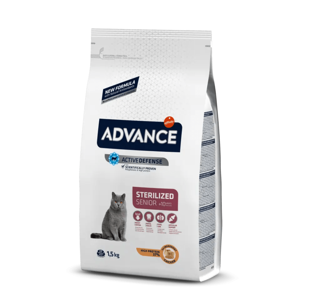 ADVANCE CAT Esterilizado Senior (+ 10 anos) Frango e Arroz (c/extrato cevada)